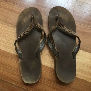 Brown Braided Rainbow Flip-Flops
